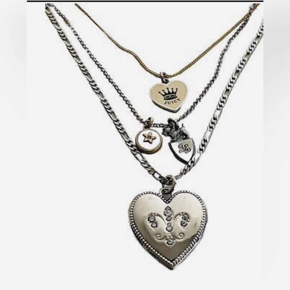 Juicy couture 3 chain heart necklace y2k vintage